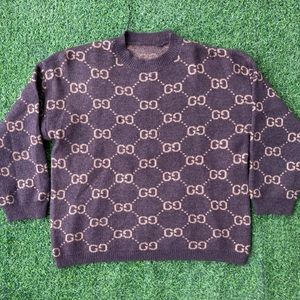 Vintage 90s GG Bootleg Designer Print Wool Blend Pullover Sweater